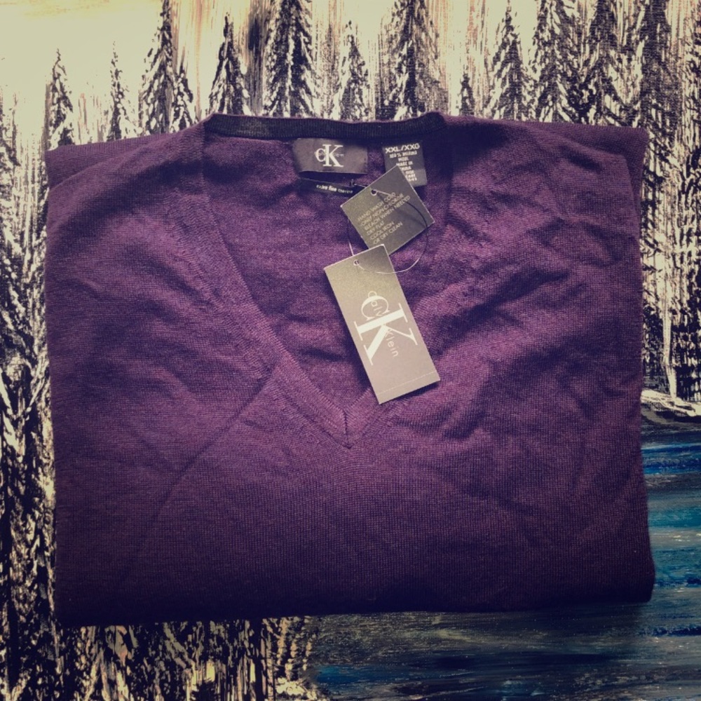 Calvin Klein Fine Marino Wool XL V-neck Sweater
